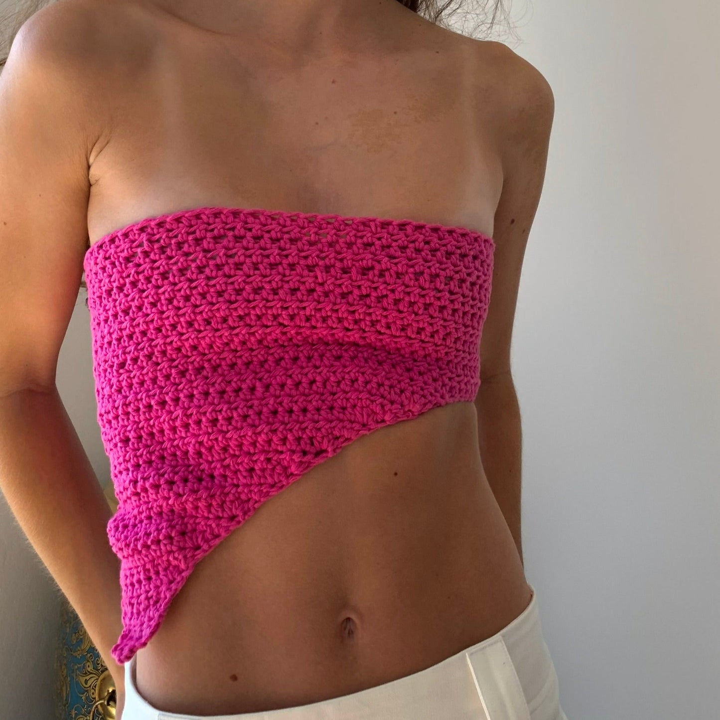Asymetrical Bandeau Top - Hibiscus